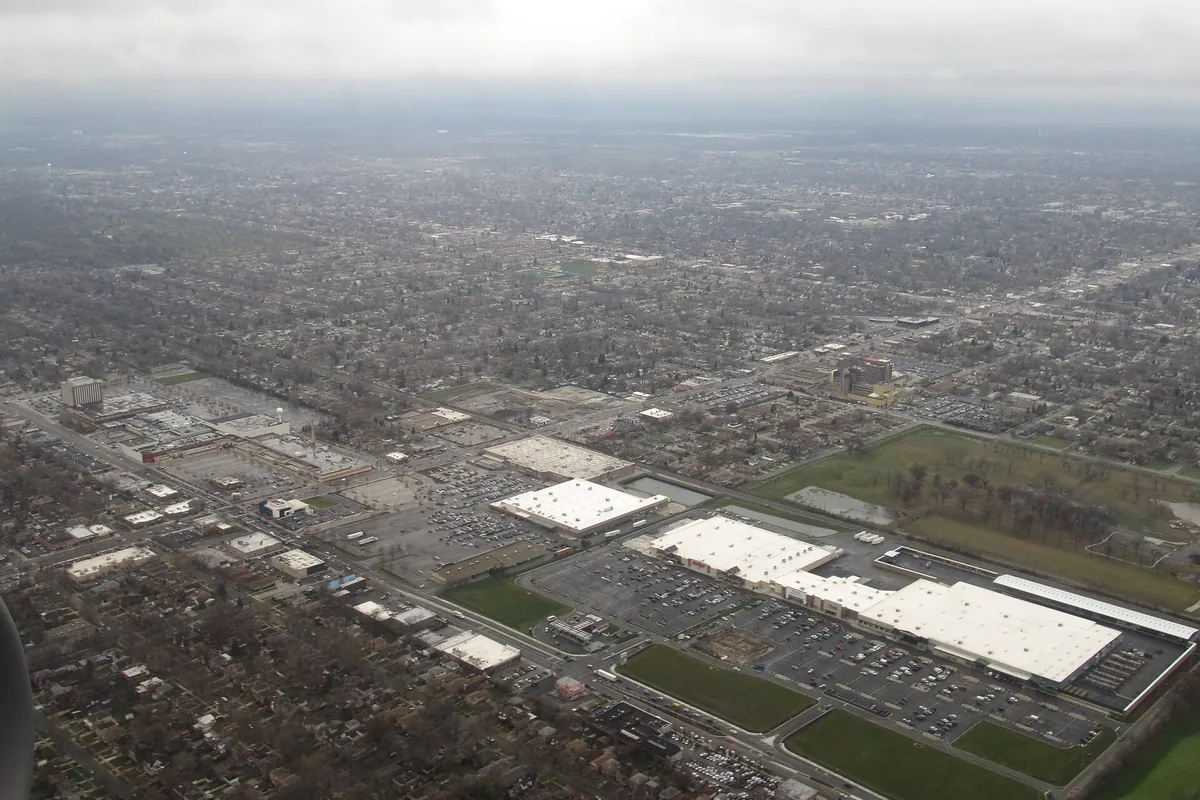 The Evergreen Plaza shopping center site in Evergreen Park, Illinois