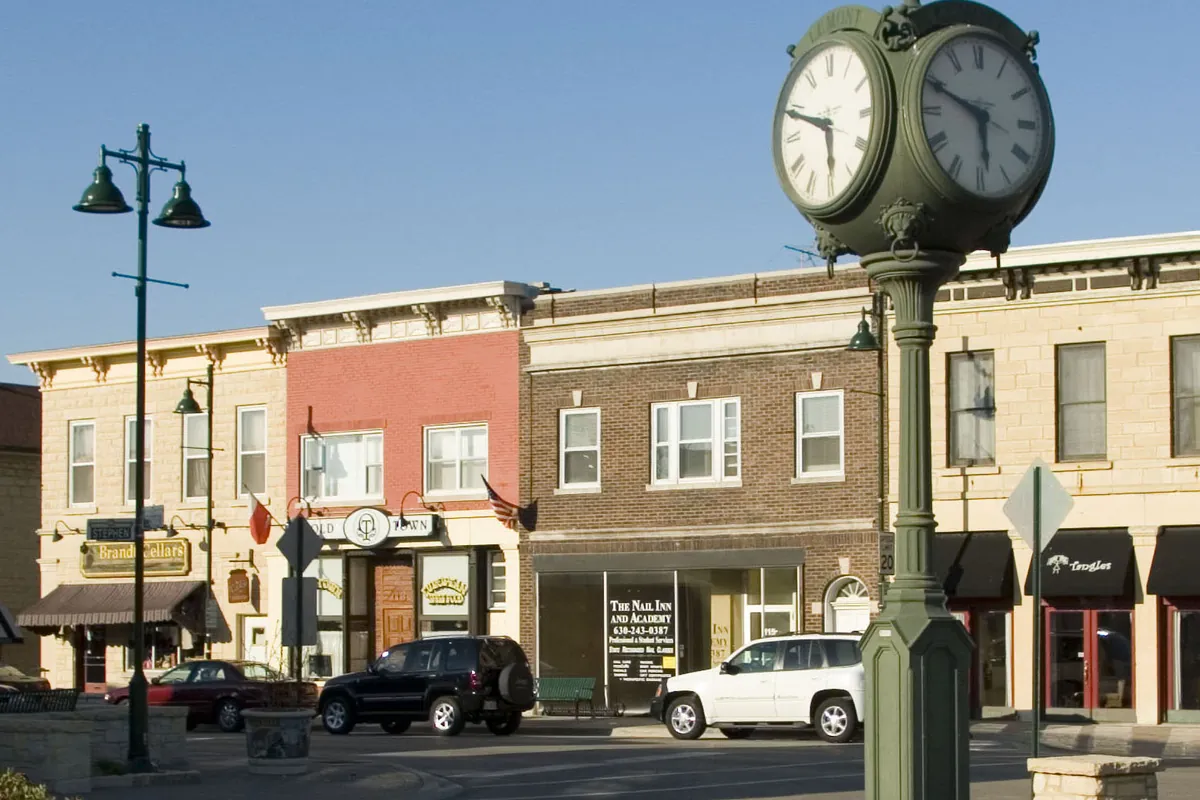 Street clock in downtown Lemont, Illinois