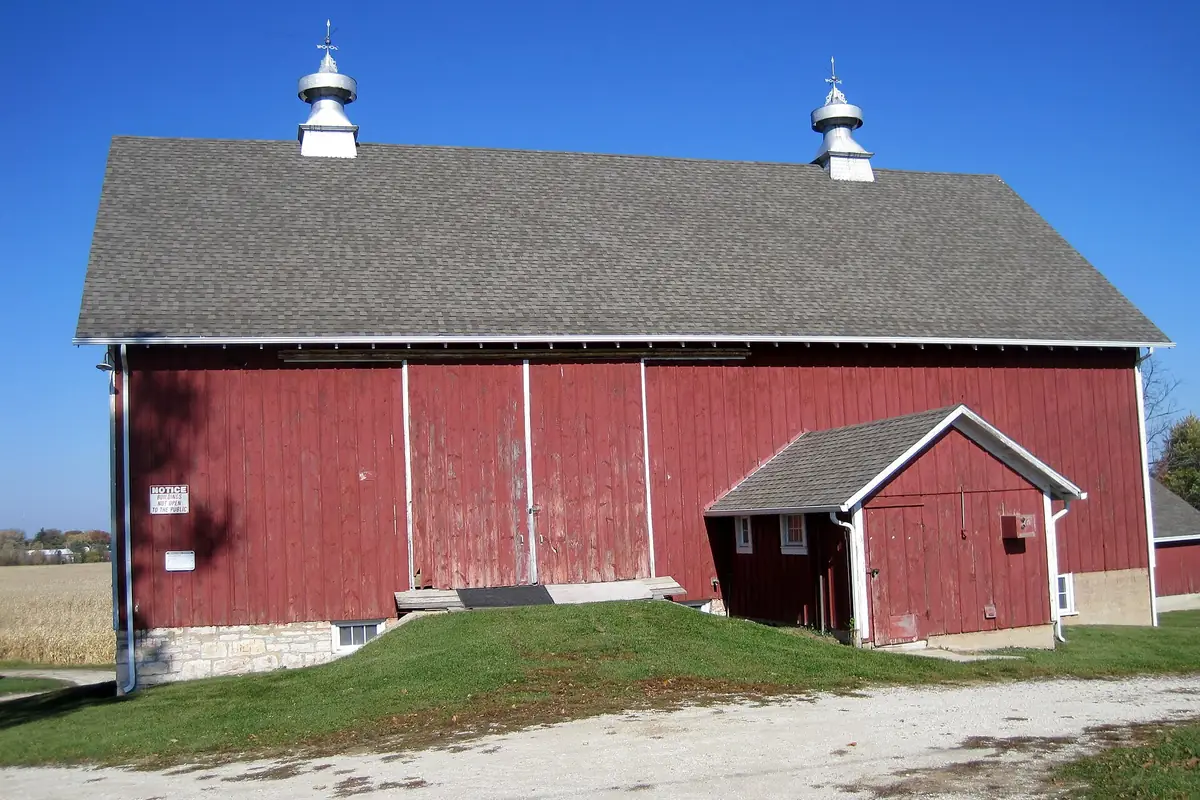 Gable bank barn at the McGovney-Yunker Farmstead in Mokena, Illinois
