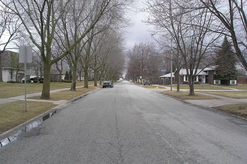 A residential street in Munster, Indiana